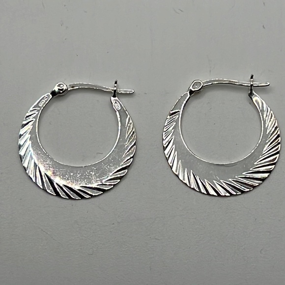 SUNSTONE IMPORTS STERLING SILVER FLAT HOOP EARRINGS - Picture 2 of 5